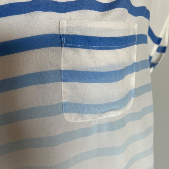 Joie Rain B Savory Silk Ombre Striped Casual Career White Relaxed Tee Blouse Top - Picture 9 of 12